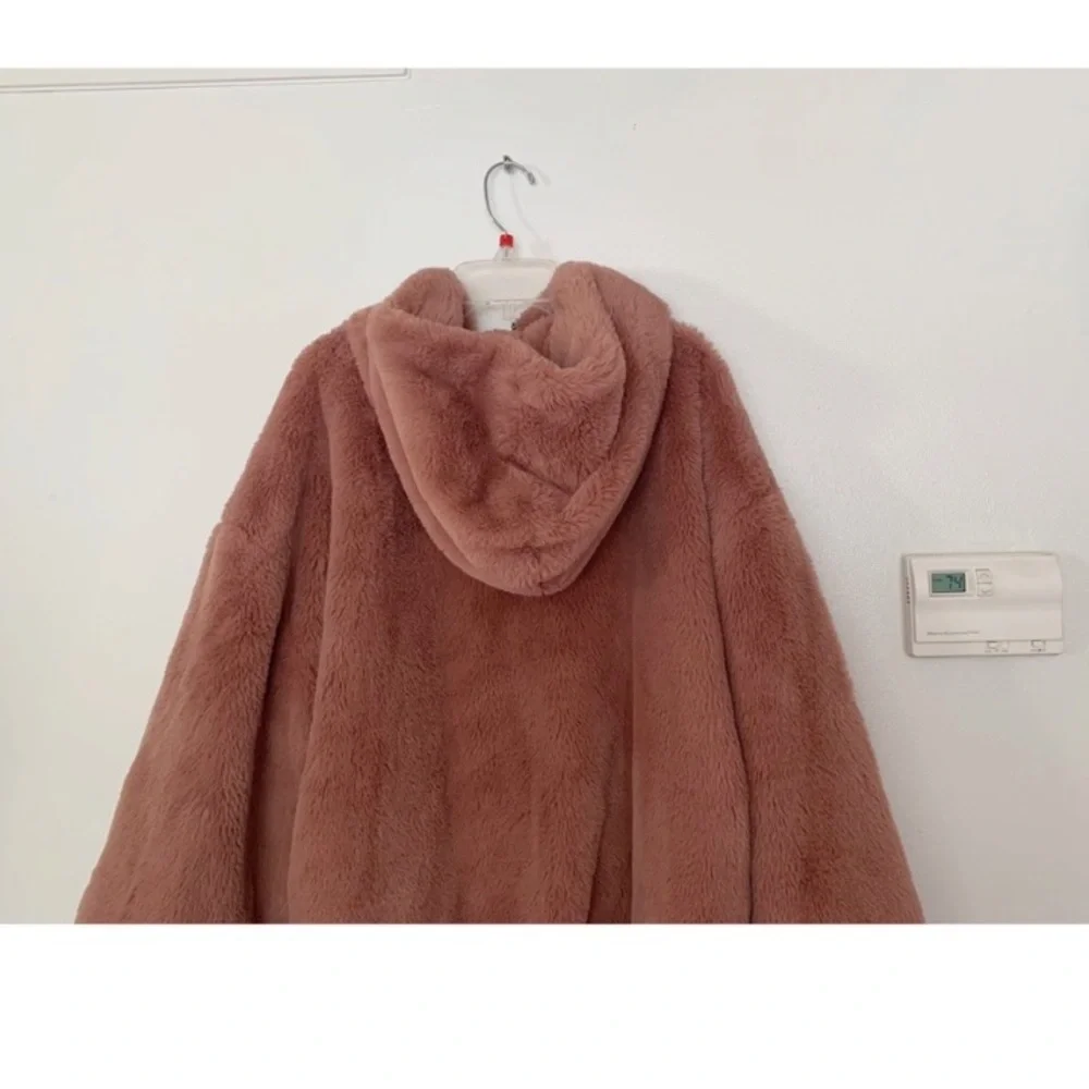 Lucky Brand Faux Fur Hooded Bomber Jacket Coat Size XL - Picture 7 of 11